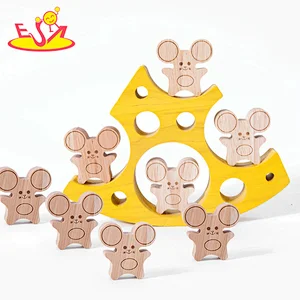 Educational Mouse and Cheese Blocks Wooden Balance Stacking Toy For Kids W13D411