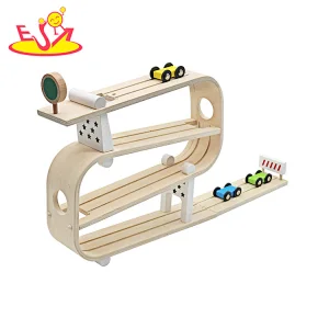 Interactive Mini Race Car Track Game 4 Layers Wooden Car Ramp Toy For Kids W04E434