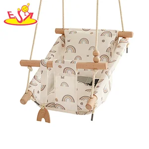 Indoor Outdoor Furniture Baby Wooden Hanging Swing Chair With Safety Belt W01D267