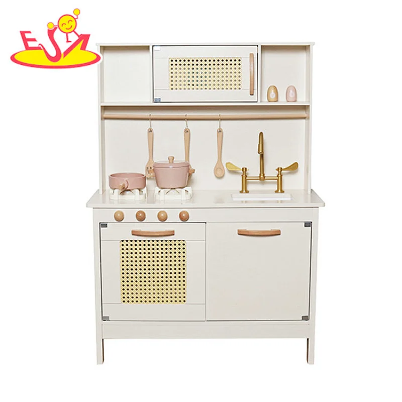 2023 New Upgrade stove wooden kids kitchen toy with realistic light and sound W10C601C