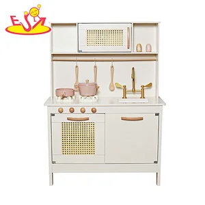 2023 New Upgrade all in one wooden electronic toy kitchen with realistic light and sound W10C513F