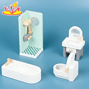 Wholesale Doll House Accessories Wooden Bathroom Furniture Toys For Kids W10D625