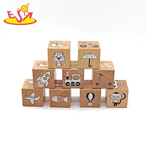Wholesale Eco-Friendly Cartoon Pattern Wooden Building Block Set For Kids W13A287