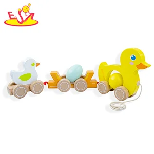 Wholesale Early Educational Pull Along Toy Cute Wooden Drag Duckling For Kids W05B210