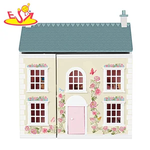 Wholesale Kids Pretend Play Lovely 3 Floors Wooden Dollhouse With Furnitures W06A535