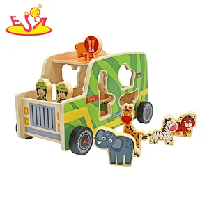 Early Educational Animal Cognitive Toy Wooden Truck Shape Sorter For Kids W04A609