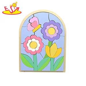 New Arrival Early Educational Toy Colorful Wooden Flower Jigsaw Puzzle For Kids W14A366