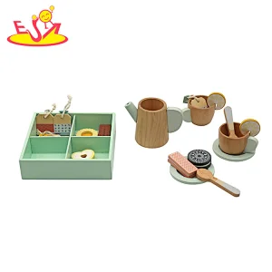 Pretend Play Kitchen Accessories Wooden Afternoon Tea Toys Set For Kids W10D655