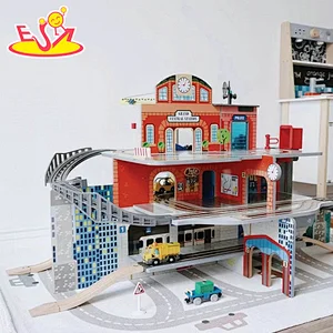Hot Selling Educational Track Set Wooden City Train Railway Toy For Kids W04C250