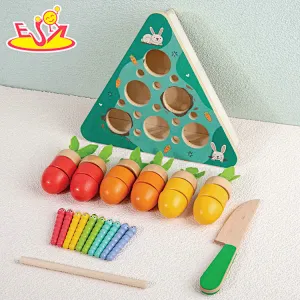 Montessori 3 In 1 Fine Motor Skill Play Set Wooden Carrot Harvest Toy For Kids W10B423