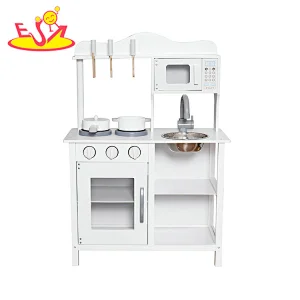 2023 New update cheap wooden white toy kitchen for kids W10C404H