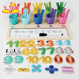2023 New Multifunction Preschool Wooden Color Number Learning Board For Kids W12F169