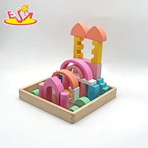 Wholesale Creative Building Blocks Colorful Wooden Castle Blocks Set For Kids W13A289