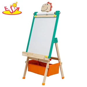New Design Kids Drawing Toy Adjustable Wooden Easel With Double-sided Board W12B239
