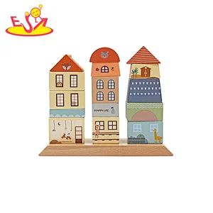 New Arrival Creative Construction 15 Pcs Wooden Stacking Blocks For Kids W13D409