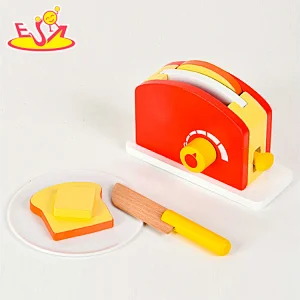 New Arrival Home Appliances Toy Mini Red Wooden Bread Toaster Toy For Kids W10D532