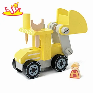 Wholesale Engineering Vehicle Educational DIY Wooden Bulldozer Toy For Kids W04A600