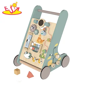 Multifunctional Wooden Buliding Block Play Learning Activity Walker Toy for Kids W16E210