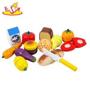 Hot Selling Play Food Set Wooden Cutting Fruit Vegetable Toy For Kids W10B457