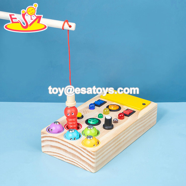 Popular Educational Magnetic Fishing Game Wooden LED Busy