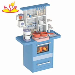 2023 New miniature grey wooden toy kitchen for kids W10C808