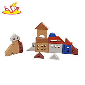 Hot Selling Educational 18 Pcs Construction Wooden Building Blocks For Kids W13A297