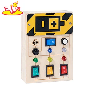 Early Educational Colorful LED Light Switch Toy Wooden Busy Board For Kids W12D459
