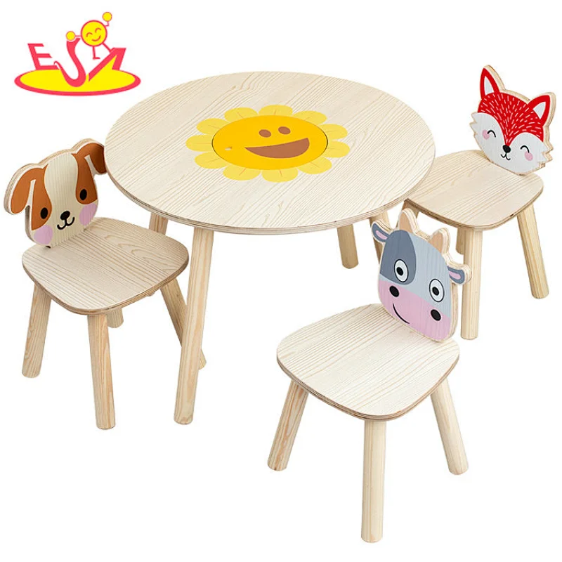 High Quality Kids Furniture Cartoon Animal Wooden Table and Chairs Set ...