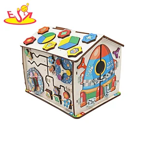 High Quality Early Educational Toy Wooden Activity Busy Board House For Kids W12D437