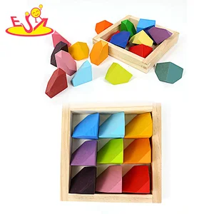 18 Pcs Educational Corner Stone Toys Rainbow Wooden Building Blocks For Kids W11D024