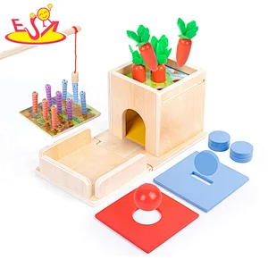 Montessori Educational Play Kit Carrot Harvest 4 In 1 Wooden Coin Box For Kids W12D451