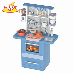 2023 New miniature grey wooden toy kitchen for kids W10C808