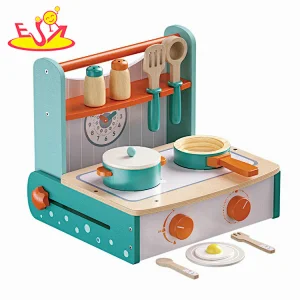 Portable Cooking Play Set Kitchen Pretend Play Wooden Stove Toy For Kids W10D631