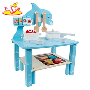 Customize Kids Role Play Set Cartoon Dolphin Wooden Stove Grill Set Toy W10C754