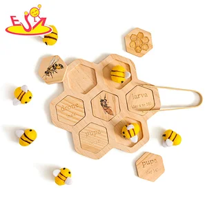 Montessori Educational Bee Life Cycle Board Wooden Beehive Toy For Kids W12E187