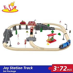New Arrival Educational Assembly 72 Pcs Wooden Station Track Set For Kids W04C242