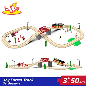 Hot Selling Educational DIY Slot Toy 50 Pcs Wooden Train Track Set For Kids W04C241
