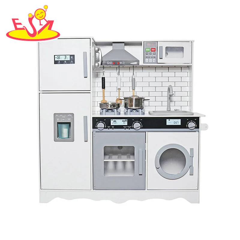 2023 New Upgrade all in one wooden electronic toy kitchen with realistic light and sound W10C513F