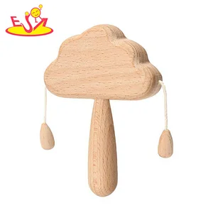 High Quality Chewable Natural Wooden Cloud Shaped Rattle Toy For Baby W07I200