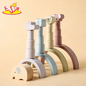 Early Learning Balance Toy Cartoon Animal Wooden Stacking Blocks For Kids W13D406