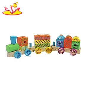 Customize Educational Stacking Blocks Set Wooden Pull Train Toy For Kids W04A606