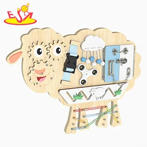 New Arrival Educational Activity Toy Cartoon Sheep Wooden Busy Board For Kids W12D438