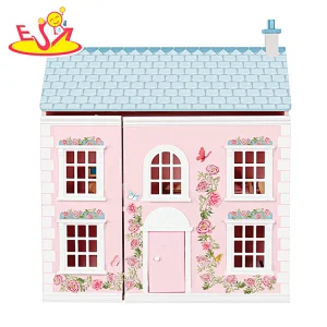 Hot Selling Pretend Play Simulation Mini Modern Wooden Dollhouse For Kids W06A534