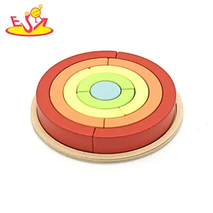 High Quality Nesting Puzzle Creative Wooden Rainbow Stacking Blocks For Kids W14A364
