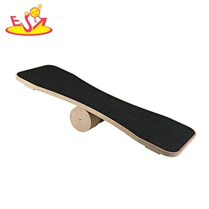 Hot Sale Fitness Exercise Balance Training Wooden Rocker Board With Roller W01F079