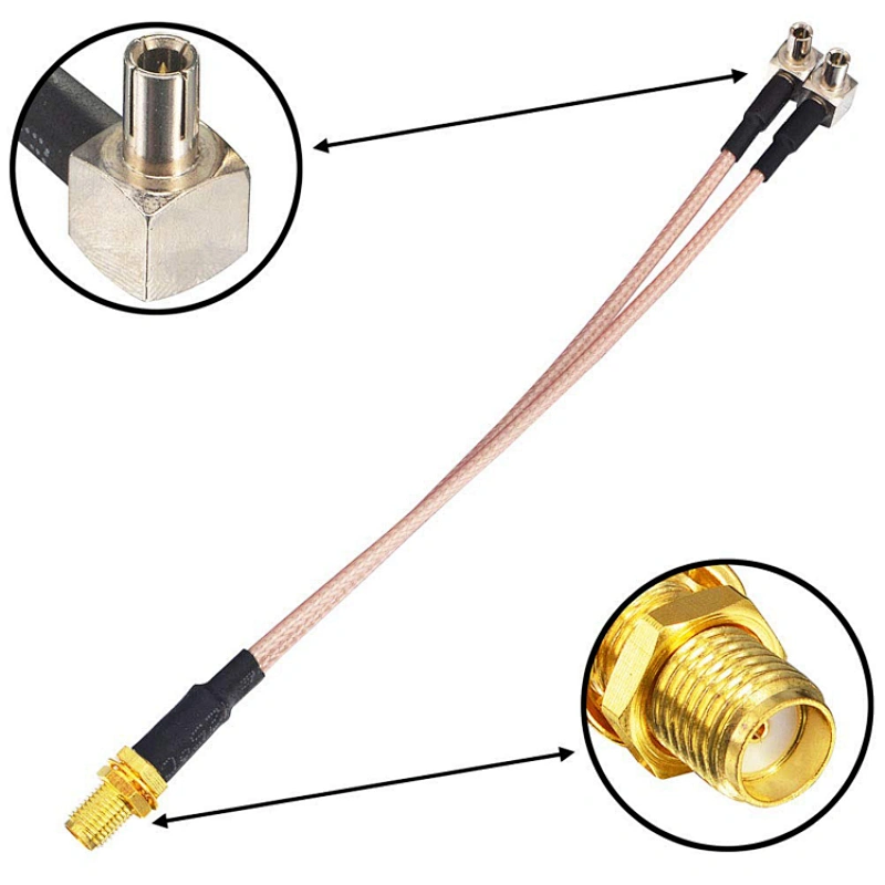 SMA -TS9 Adapter SMA Female to Y Type TS9 Male Angle Connector Jumper Pigtail Cable RG316 Cable