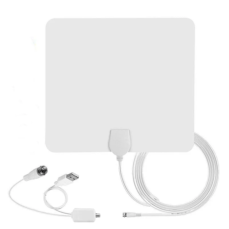 White VHF UHF Channels Searching TV Antenna Amplified Digital TV Signal Antenna Up to 120 Miles