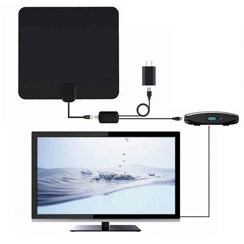 4K 25DB High Gain HD TV DTV Box Digital TV Antenna EU Plug Booster Active Indoor Aerial  Flat Design antenna