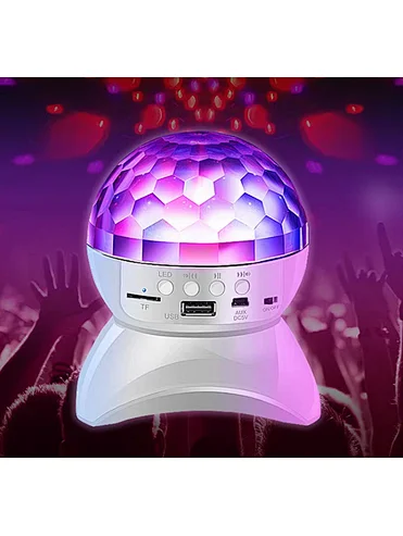 Altavoz inalámbrico de escenario de bola mágica con luz giratoria colorida para discoteca