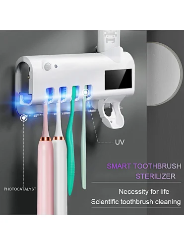 Cargador solar moderno Tecnología Esterilizador de cepillo de dientes con luz ultravioleta 99% Bacteria killer led holder esterilizador de cepillo de dientes uv portátil